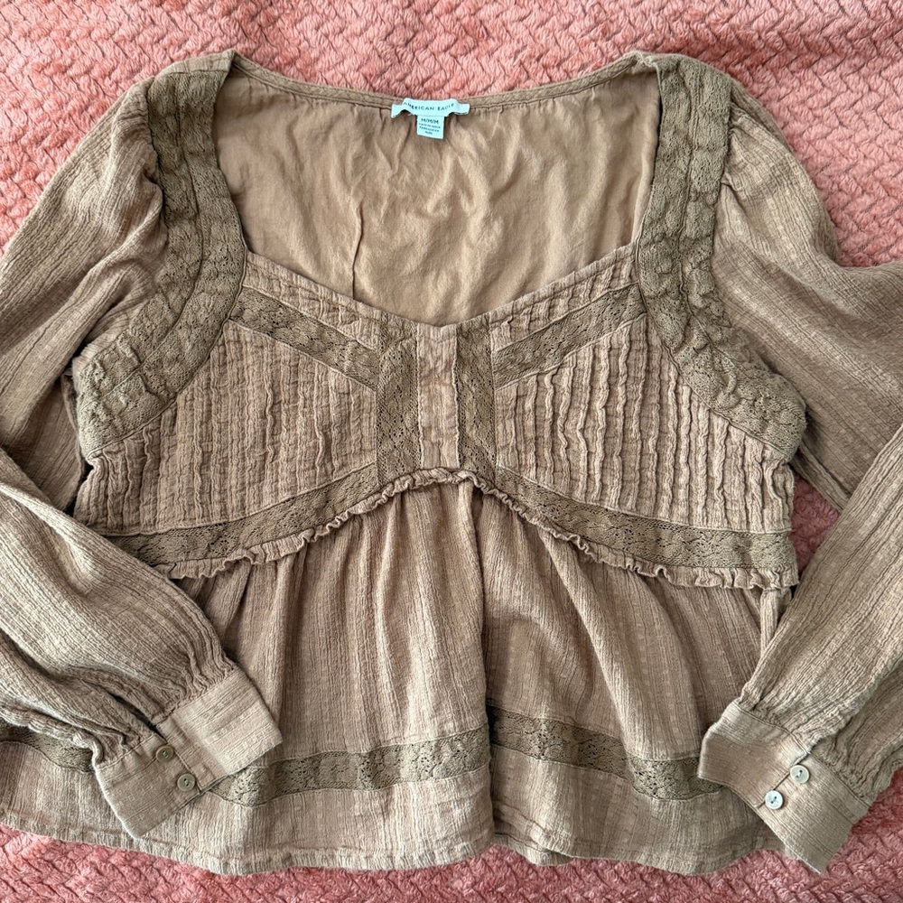 American Eagle Outfitters Taupe Blouse